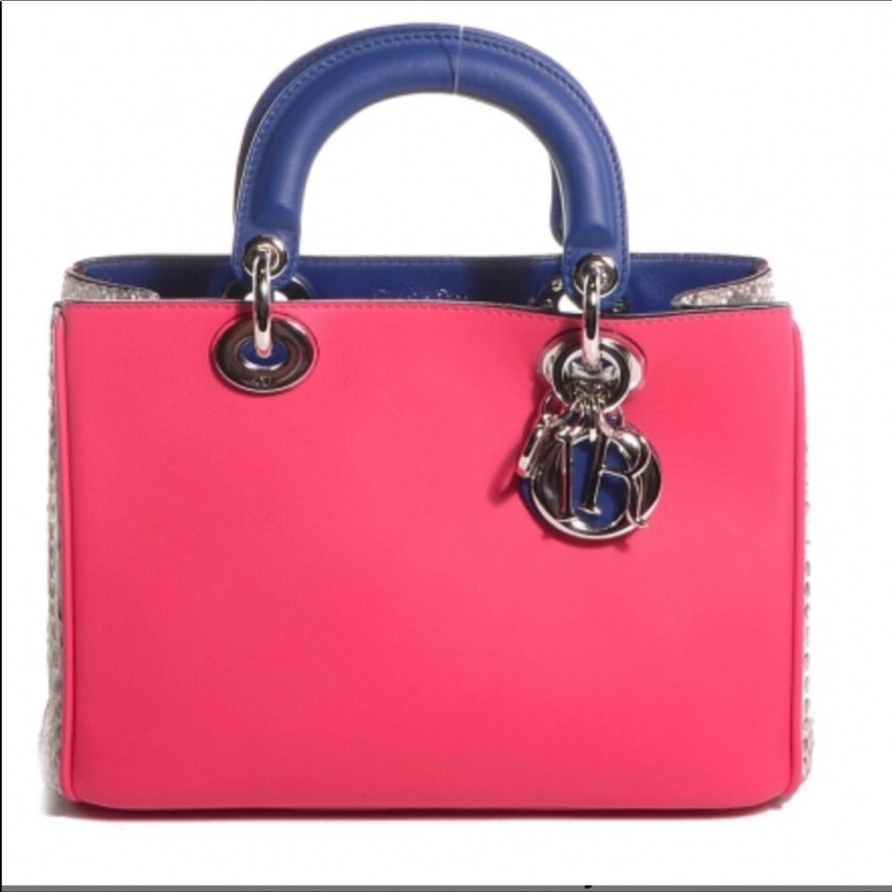 christian dior calfskin python diorissimo fuchsia